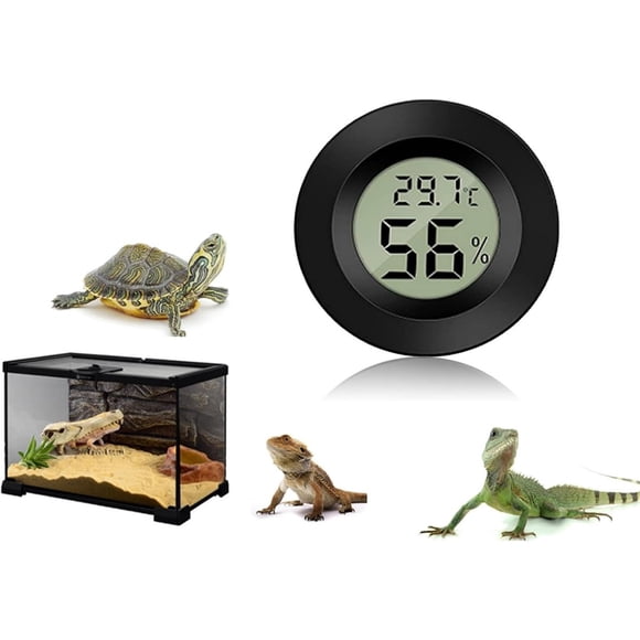 Thermomètre LCD pour reptiles, hygromètre LCD pour reptiles, Mini écran LCD pour reptiles, boîte à lézards [noir]