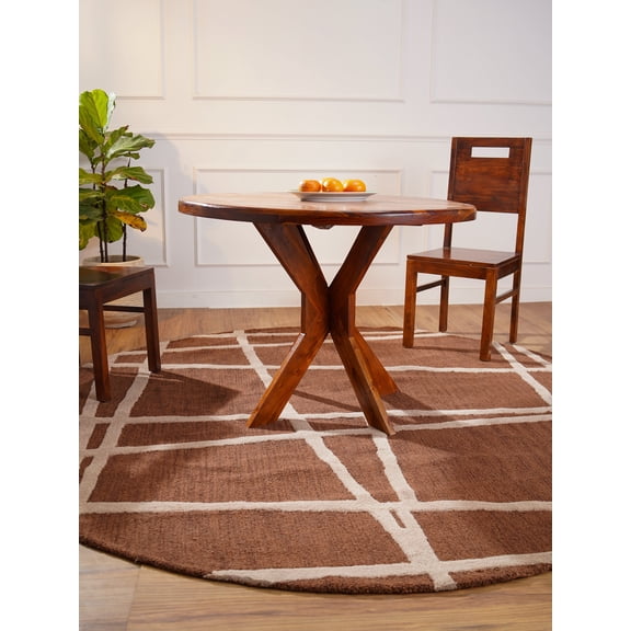 Rugsotic Carpets Hand Tufted Wool Eco-Friendly 6'x6' Area Rugs Round Brown Contemporary Modern High Pile Thick Handmade Anti Skid Indoor Rug for Living Room, Bedroom K02001