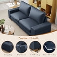 thumbnail image 3 of Poshby 71.25''W Faux Leather Loveseat 2 Seater Couch Sofa with Side Pockets for Living Room, Blue, 3 of 8