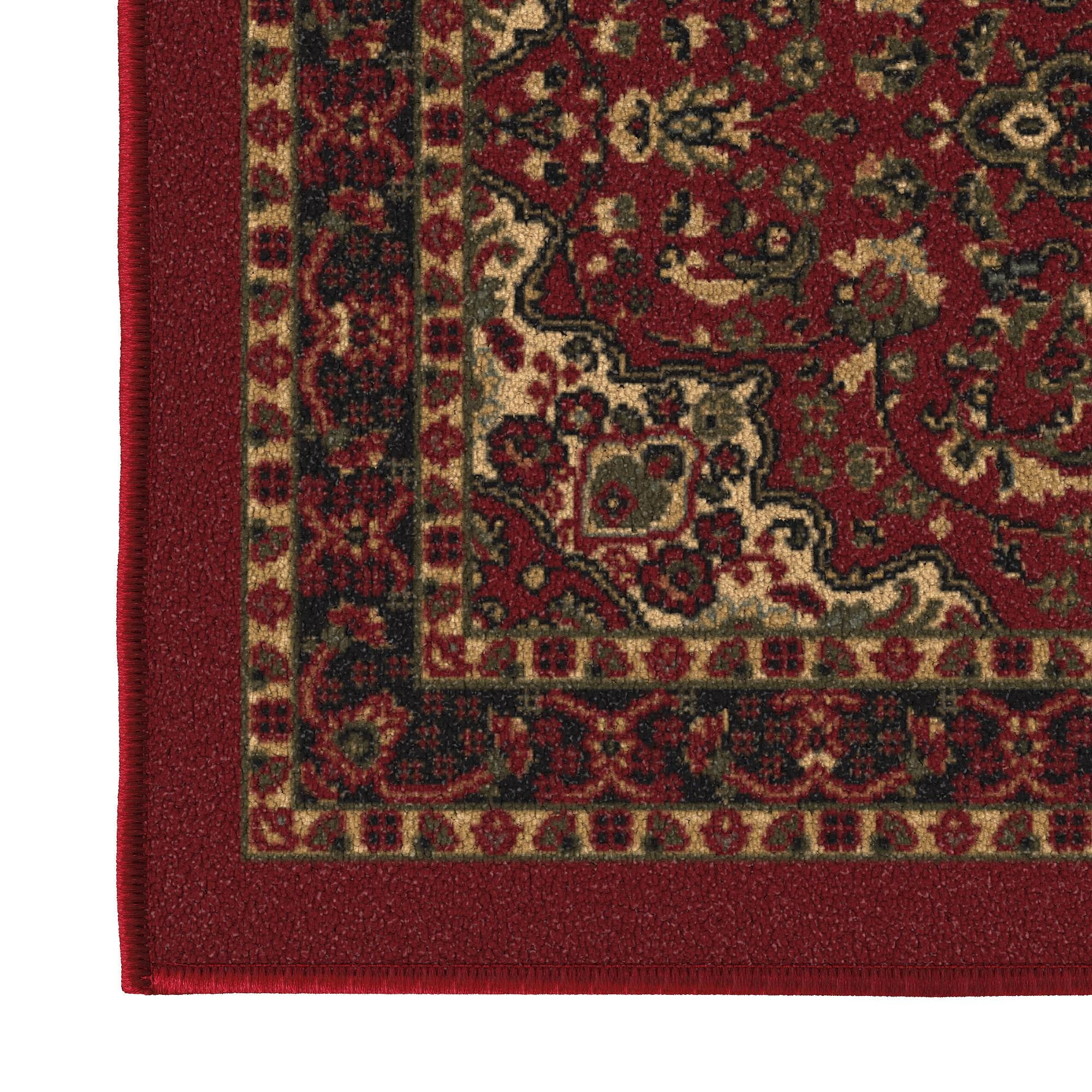 Ottomanson Medallion Area Rug 3'3" x 4'7" - Non Slip Low Pile Carpet, Red