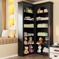 thumbnail image 6 of Casendy 71" Tall Corner Bookcase with Backboard, 6-Tier L-Shaped Corner Bookshelf with Curved Baffle, Industrial Display Rack for Living Room, Home Office,Black, 6 of 9