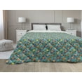 thumbnail image 1 of Ladybug Down Alternative Comforter, Insects Along Geometric Triangles in Scandinavian Style Tree Branches, Microfiber Quilt for All Season, 5 Sizes, Sky Blue Charcoal Grey, by Ambesonne, 1 of 3