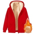 thumbnail image 3 of CUZIBR Womens Zip Up Hoodies Oversized Fuzzy Thick Lined Hooded Sweatshirt With Pocket Long Sleeve Cozy Outdoor Pullover,Red,M, 3 of 3