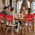 thumbnail image 5 of Merry Christmas Chair Covers Set of 1 Cute Snowman Trees Gifts Snowflake Red Texture Chair Back Covers Stretch Removable Washable Slipcovers Protector for Dining Room Kitchen Party Decor, 5 of 5