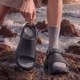 thumbnail image 3 of Rokment Women's Men's Chunky Air Cushion Ortho Walking Slippers with Back Strap Comfortable Non Slip Cloud Pillow Thick Sole Water Sandals Outfoor for Plantar Fasciitis Black Size 6-6.5, 3 of 6