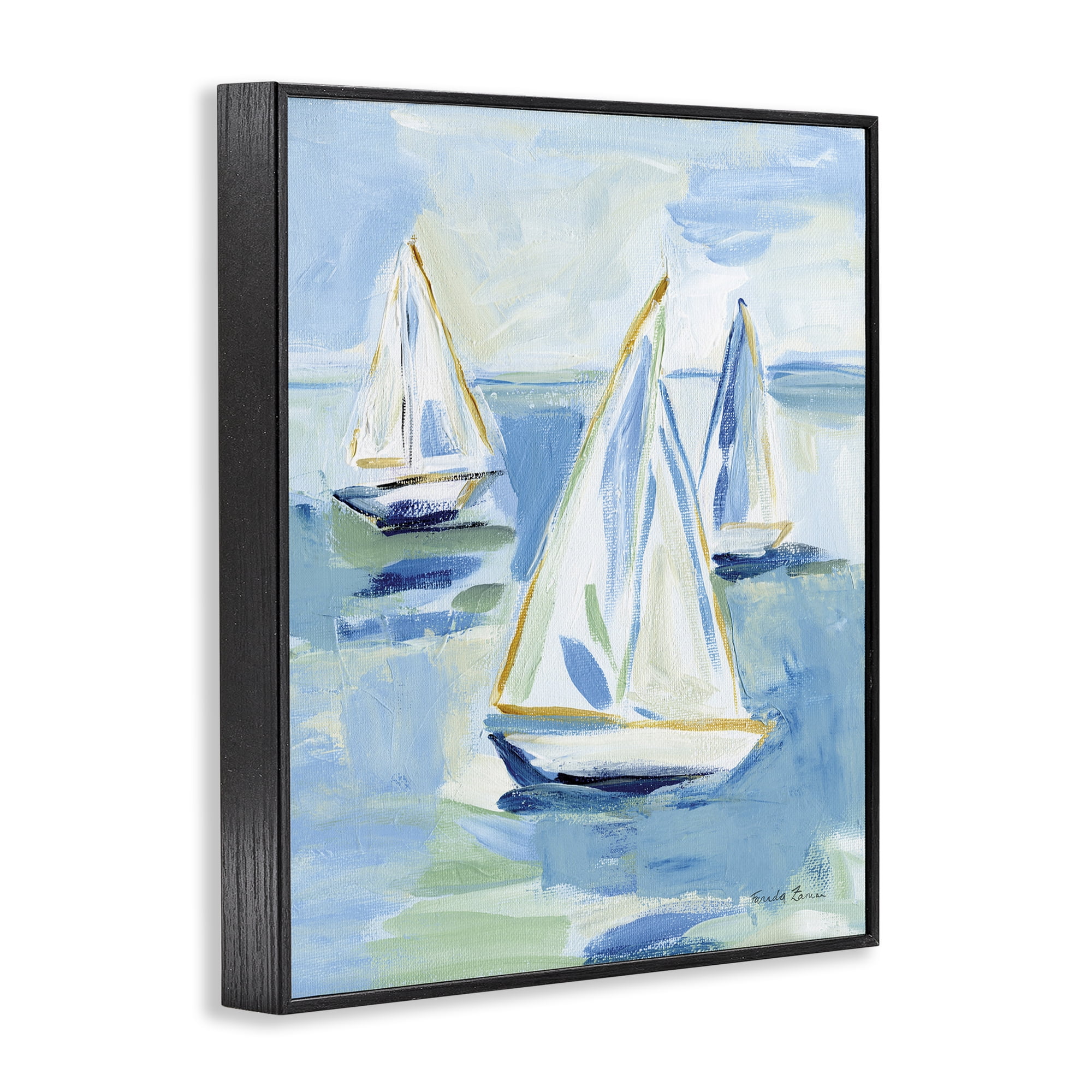 Stupell Industries Setting Sail Fleet Transportation Painting Black Framed Art Print Wall Art, 11 x 14