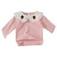 thumbnail image 2 of BRGZLK Toddler Kids Long Sleeve Shirts, Girls Cute Solid Color Peter Pan Collar Playful Blouse Lightweight Soft Round Neck Pullover Top Pink 2-3 Years, 2 of 3