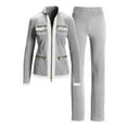 thumbnail image 4 of UAMVSH Women's 2 Piece Outfits Trendy Color Block Sweatsuit Full Zip up Jacket Top and Straight Leg Sweatpants Tracksuit Lounge Travel Sets(Medium,Gray), 4 of 7