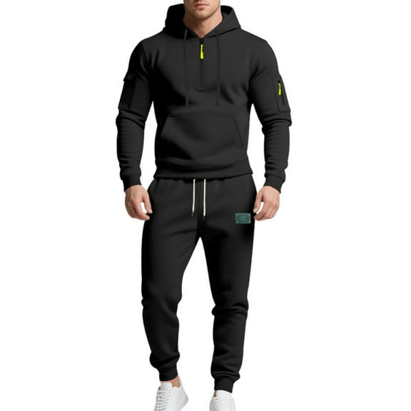 MLQIDK Mens Big and Tall Workout Gym Track Suits Fleece Hoodie and Cargo Sweatpants 2 Piece Set Athletic Winter Sport Sweatsuits Jogging Suit Lounge Outfit Sky Blue 3XL