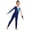 Navy Blue, variant on Girls Long Sleeve Color Block Ballet Dance Leotard Stirrup Rhinestones Gymnastics Unitard Black 6