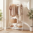 thumbnail image 2 of ELLEGNT Heavy Duty Metal Clothing Rack with Hanging Rod and Shelves -  Garment Rack for Closet, Laundry White, 2 of 9