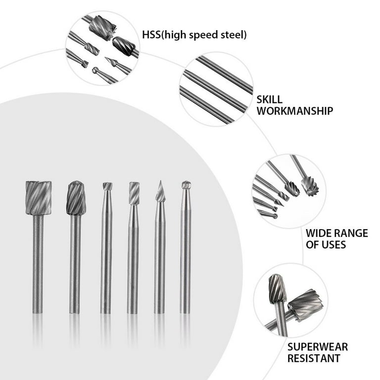 6pcs For Dremel Rotary Tools HSS Mini Drill Bit Set Cutting Routing Router Grinding Bits Milling Cutters for Wood Carving Cut Walmart