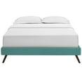 thumbnail image 4 of Modway Loryn Queen Polyester Fabric Bed Frame with Round Splayed Legs in Teal, 4 of 5