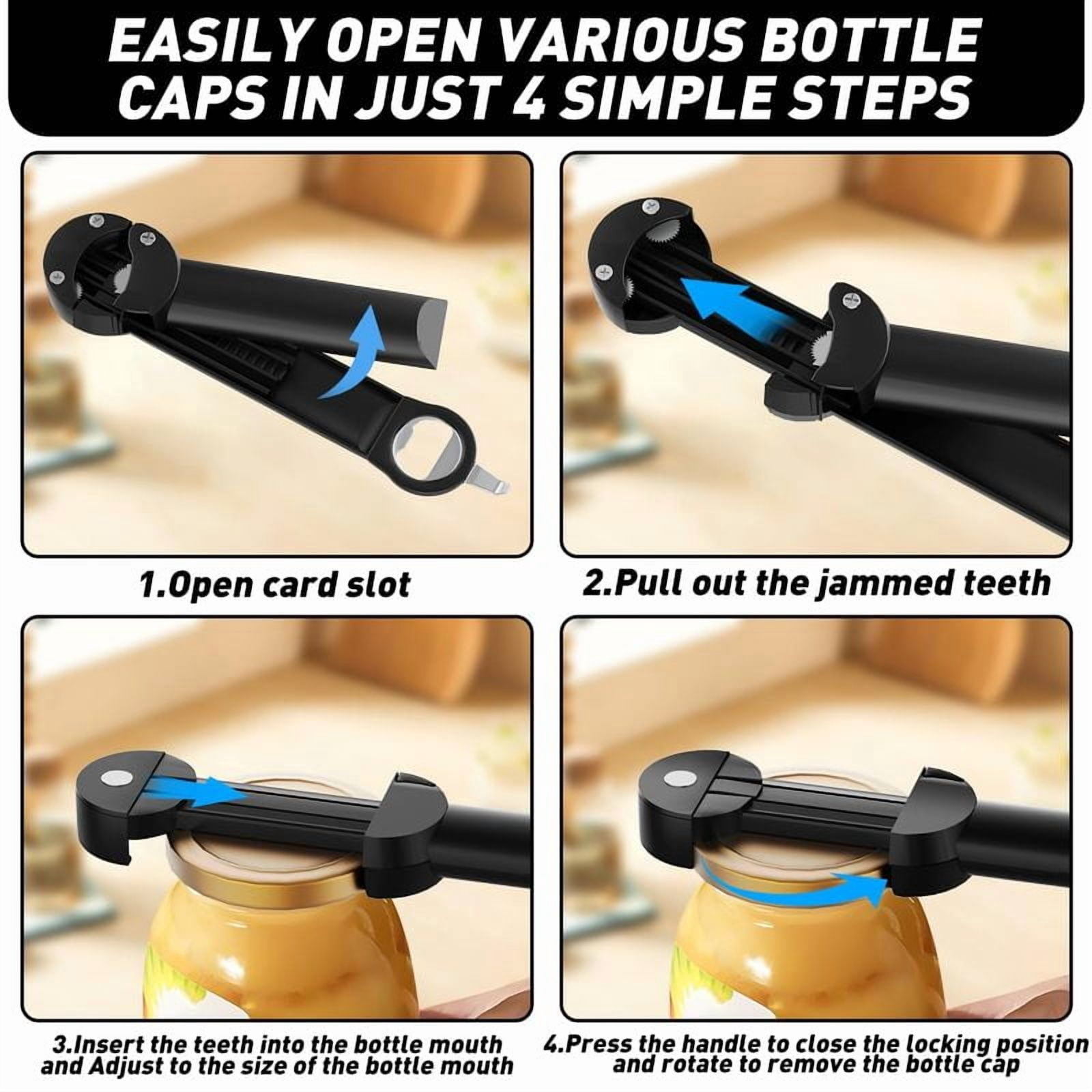 Multifunctional Bottle Opener Stainless Steel Lid Opener Adjustable WineBeer Can Opener for Weak Hands Seniors   Kitchen Tools