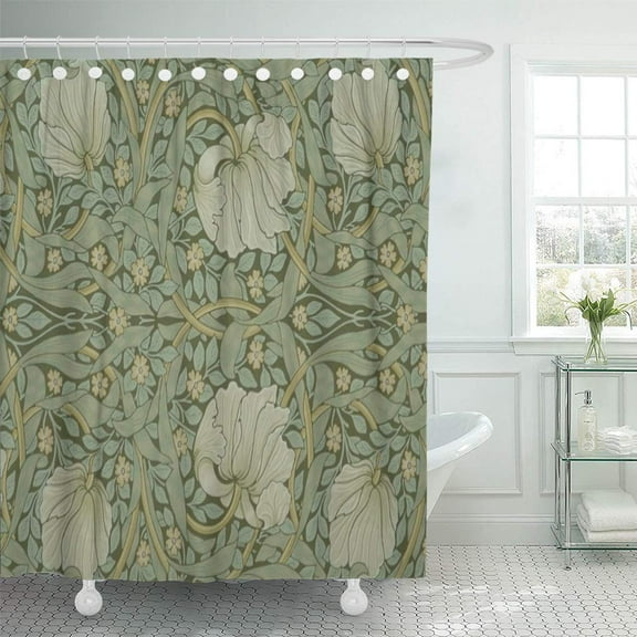 Libin Damask Pimpernel by William Morris Vintage Nature Leaves Baroque Shower Curtain 60x72 inch