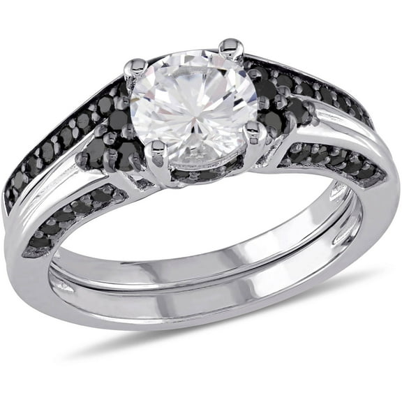 Everly Women's Created Sapphire and Black Diamond Bridal Set
