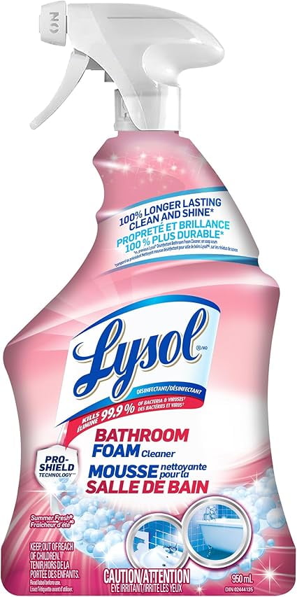 Lysol Bathroom Cleaning- Bathroom Cleaner Spray,Multi-surface cleaner trigger, Bathroom Foam, Summer Fresh, Powers Through Soap Scum, 950 mL