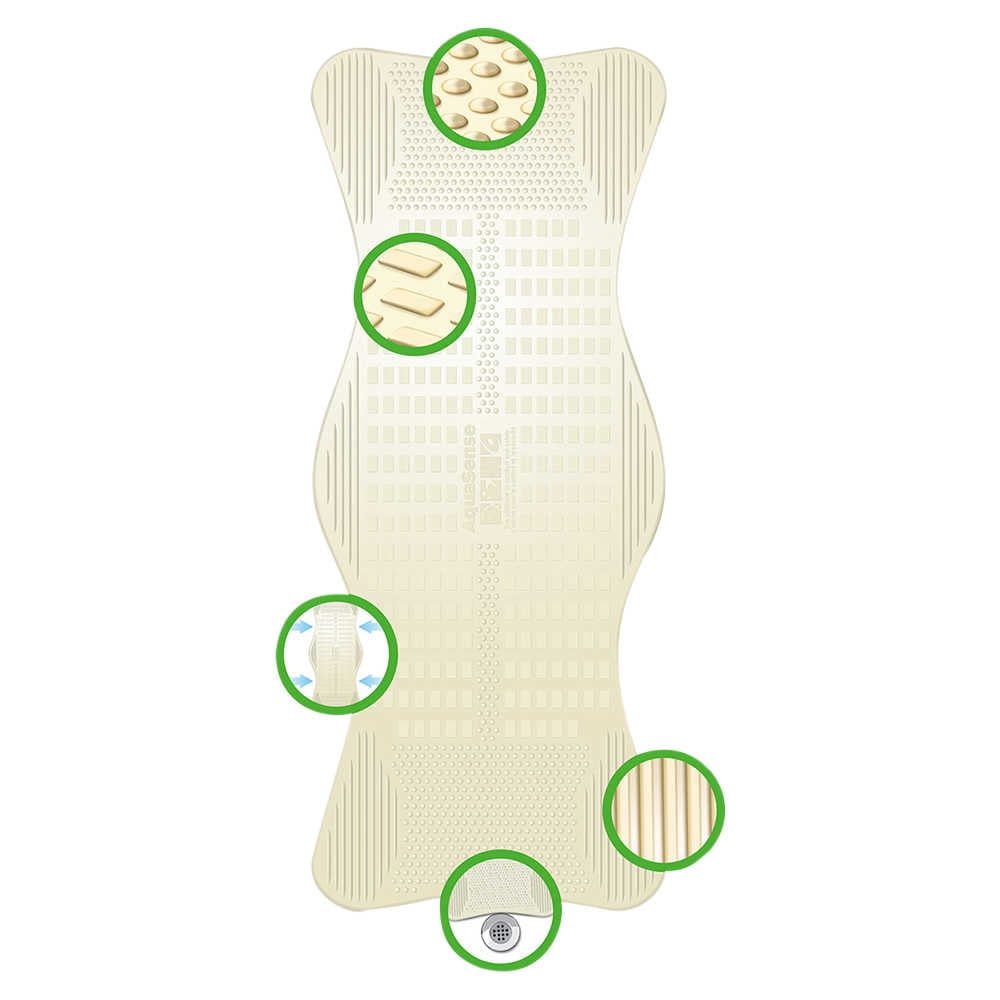 Aquasense Non-Slip Bath Mat with Invigorating Massage Zones, Large