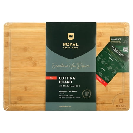 XXL Bamboo Cutting Board for Kitchen with Juice Groove - Wooden Chopping Board for Meat, Vegetables, Fruit and Cheese | Charcuterie Serving Tray, (XXL, 20 x 14)