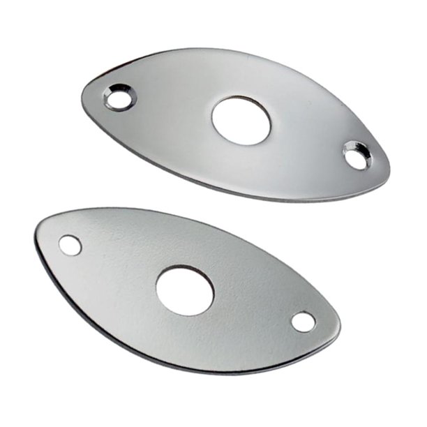 Placa de Enchufe Curvada Ovalada de 2 Piezas con Tornillos para Piezas de Bajo de Guitarra Eléctrica Sunnimix Plateado