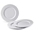 thumbnail image 2 of " OCCASIONS " 80 Plates Pack,(40 Guests) Extra Heavyweight Vintage Wedding Disposable/Reusable Plastic Plates 40 x11'' Dinner +40 x 8.25'' Salad/Dessert Plate (Chatesau Light Gray), 2 of 6