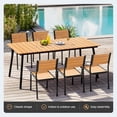 thumbnail image 5 of Crestlive Products 70" Patio Outdoor Dining Table for 6, Sturdy Aluminum Frame Wood-Grain Top with Umbrella Hole, Brown, 5 of 9