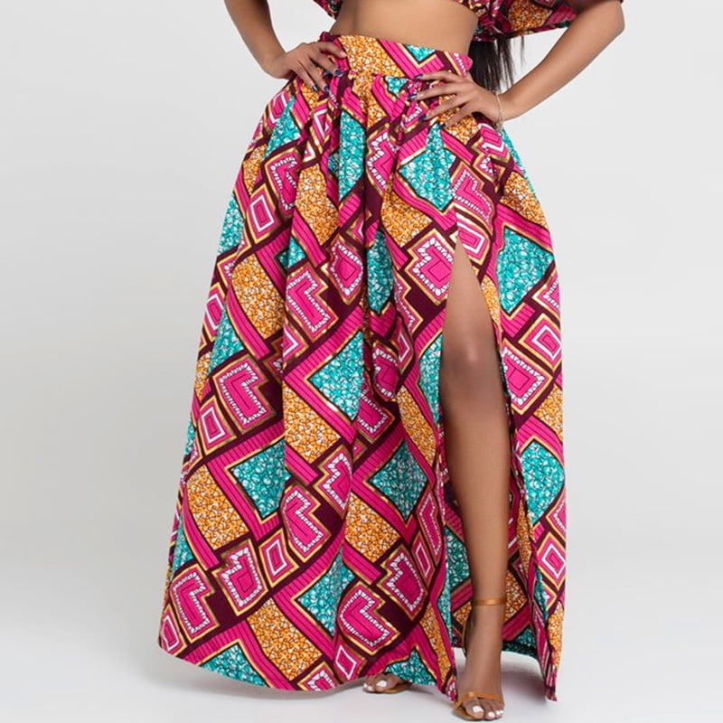 floor length african print skirt