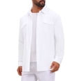 thumbnail image 4 of INSPIRE CHIC Men's Long Sleeve Button Down Shirt Two Chest Pockets Casual Cotton Linen Shirt Top M White, 4 of 5