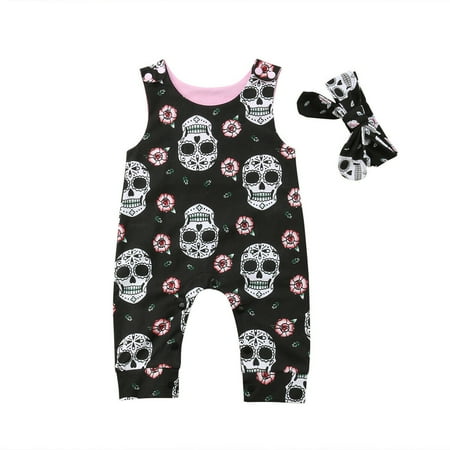 

Sleeveless Cotton Round Neck Jumpsuit Headband Black Outfits Clothes Cute Halloween Newborn Baby Boys Girls Romper