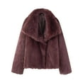 thumbnail image 2 of Miluxas Women's Faux Coat Fluffy Faux Plush Long Sleeve Lapel Warm Winter Jackets Shaggy Parka Short Coat Wine XS(XS), 2 of 3