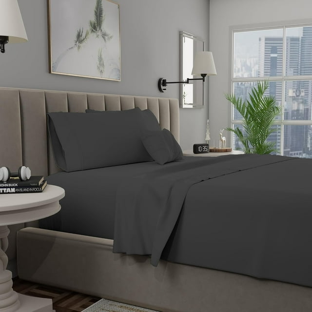 Pc Premium Queen Sheet Set ( Flat Fitted & Pillow Cases) Cotton Thread Count Cool Crisp & Breathable Queen Bed Sheet Set Deep Pocket Percale Sheets Light