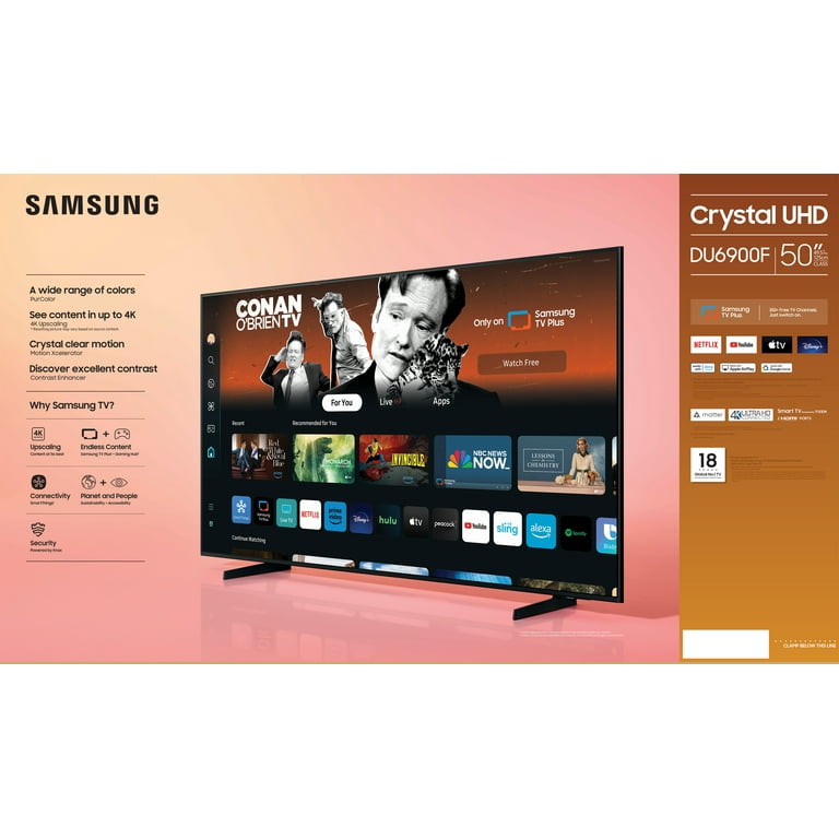 SAMSUNG 50” Class DU6900 Crystal UHD 4K Smart TV UN50DU6900FXZA