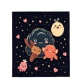 thumbnail image 4 of Whimsical Night Sky Flannel Blanket - Soft Cozy Design with Stars Hearts and Smiling Creatures for Sofa Travel Bed Chair, 4 of 7