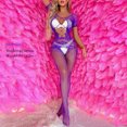 thumbnail image 4 of Pimfylm Fishnet Tights Women's Fishnet Lingerie Body Stocking Bodysuits Lingerie Fishnet for Women Purple One Size, 4 of 4