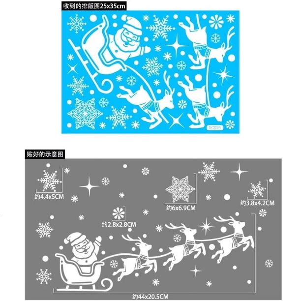Pegatinas de Feliz Navidad para decoración del hogar, calcomanías de alce, copo de nieve, Papá Noel, pared, Festival, 2024