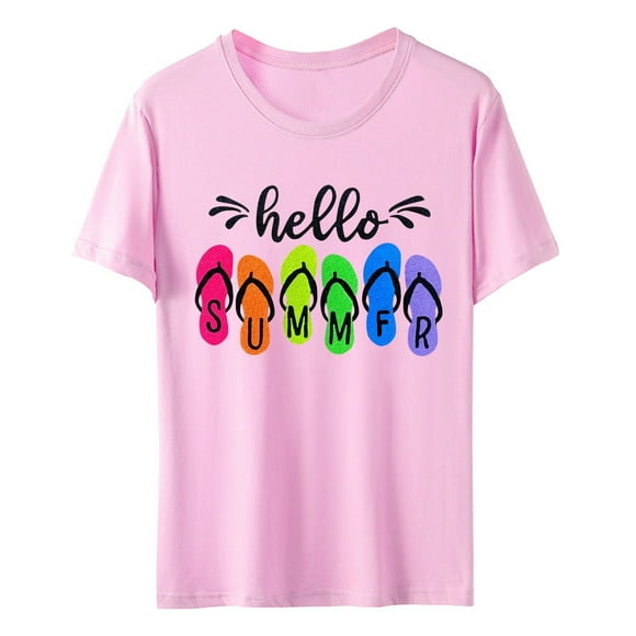 WEAIXIMIUNG Custom T Shirts Women V Neck Women Fashion Casual Solid Cute Printed Round Neck Short Sleeve Shirt Top
