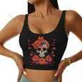 thumbnail image 3 of Yoga Vest Women Gym Sports Crop Tops Day Of The Dead Skull Streetwear Workout Breathable Tank Top Female, 3 of 7