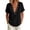 Black, variant on Woman Tops Summer V-Neck Short Sleeve Blouse Studded Detail Shirred Front Fashion Top Casual Loose Fit Solid Color Edgy Shirt (White,XXL)