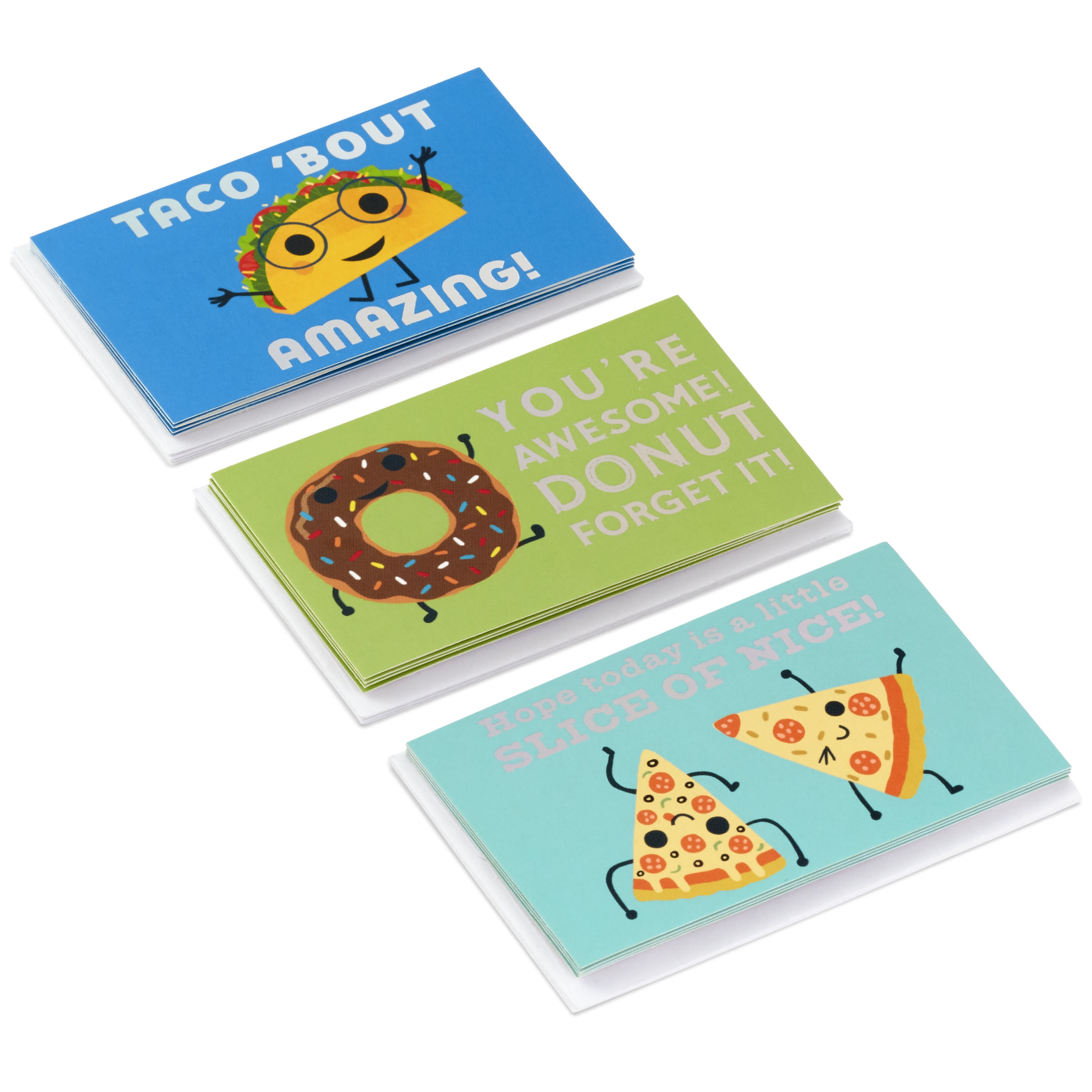 Hallmark Multicolored Mini Note, Foodie Fun (Cards with Envelopes) 12 Count