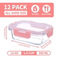 thumbnail image 2 of Recipientes de vidrio para almacenamiento de alimentos GULFLIN, paquete de 12 unidades, 350 ml, color rosa, 2 of 6