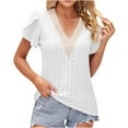 thumbnail image 2 of Njoeus Women's Summer Lace V-Neck Eyelet Tunic Tops Short Sleeve Tee Shirts Loose Casual Dressy Blouses S-XXL, 2 of 5