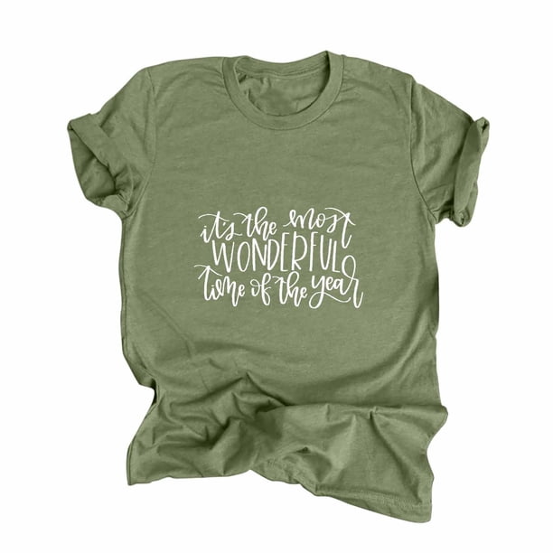 Camiseta de manga corta con estampado de acción de gracias para mujer Fridja zx2623