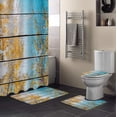thumbnail image 1 of RYLABLUE Ensemble de Salle de Bain en Bois de 4 Pièces Rideau de Douche Tapis Tapis Tapis et Couvercle de WC, 1 of 3
