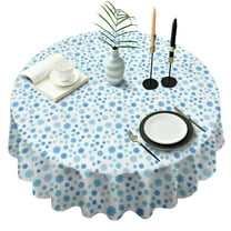 Blue Christmas Snowflake Pattern Round Tablecloth 60"x60",Wrinkle Wipeable Table Cloth for Kitchen Dining Room Picnic Patio Party
