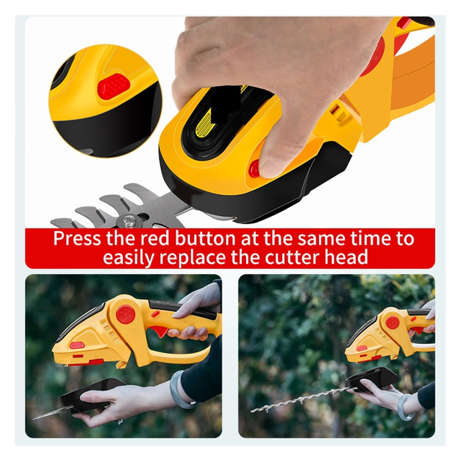 2 In 1 24V Cordless Electric Hedge Trimmer 20000RPM Rechargeable Handheld Household Shrub Weeding Pruning Mower Garden Tools ,2 IN 1 Trimmer & Edger