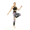 thumbnail image 3 of Women's Athletic Sportswear Solid Bra Top and Patterned Legging Set in Lotus and Orchid Black Small, 3 of 5