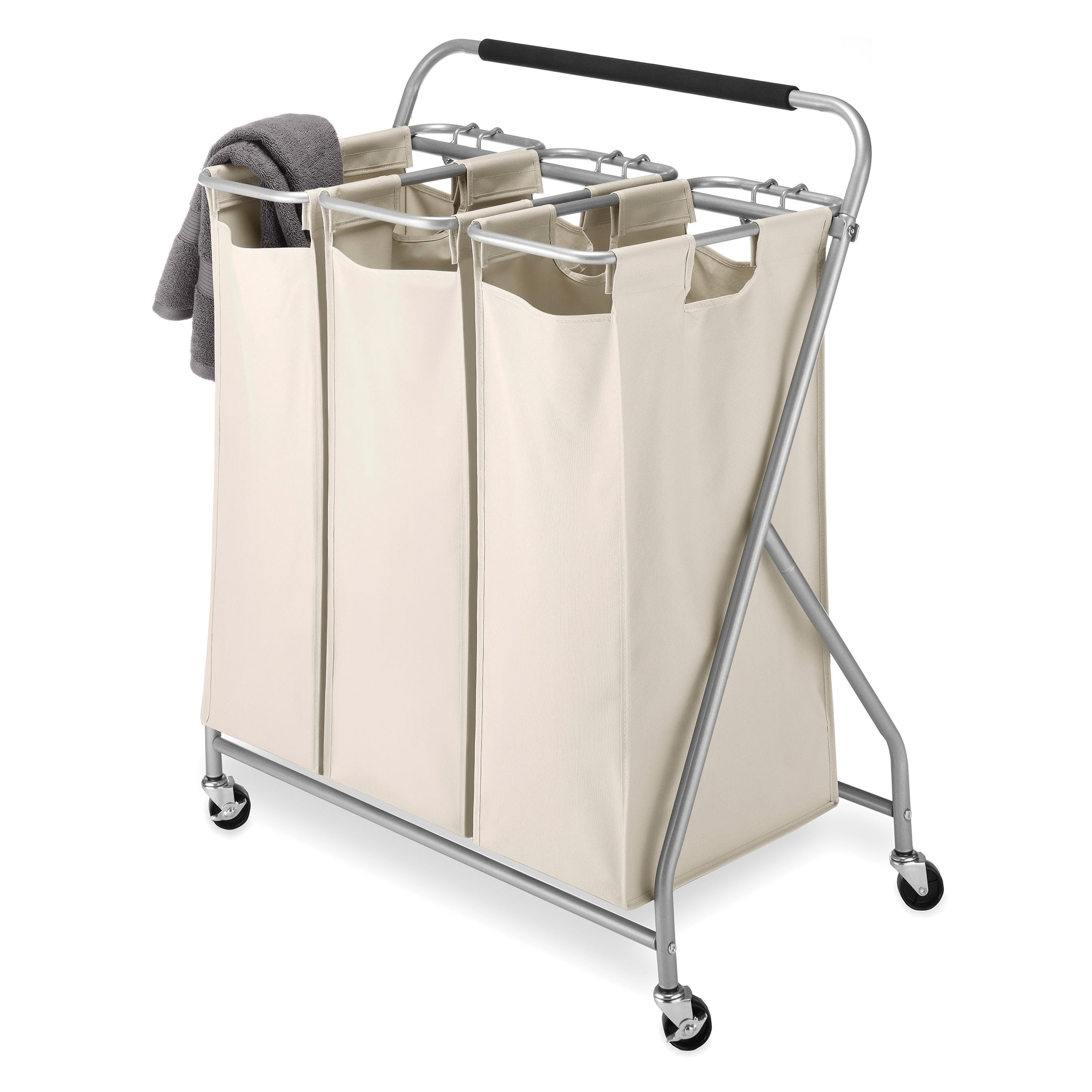 Whitmor Triple Laundry Sorter with Wheels