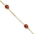 thumbnail image 3 of FJC Finejewelers 14 kt Yellow Gold Polished Enameled Ladybugs 6.5in with .75in ext. Bracelet, 3 of 6