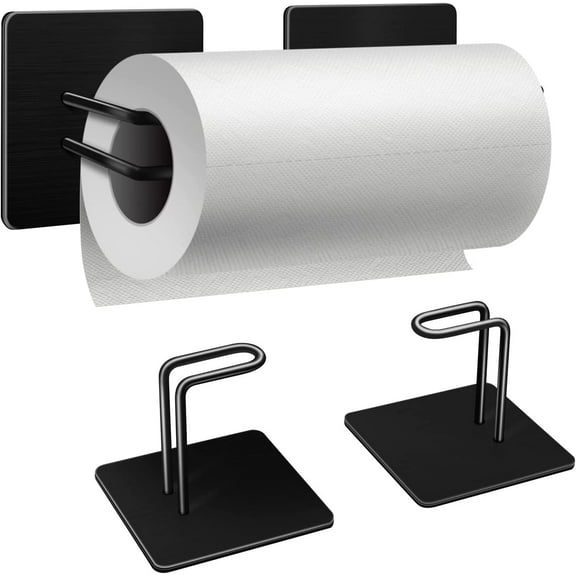 Strong Magnetic Paper Towel Holder Refrigerator, Upgraded Version Magnet Rv Paper Towel Holder Wall Mount for Fridge & Grill, Pegboard Hanging Paper Towel Holder - Premium Black Stainless Steel