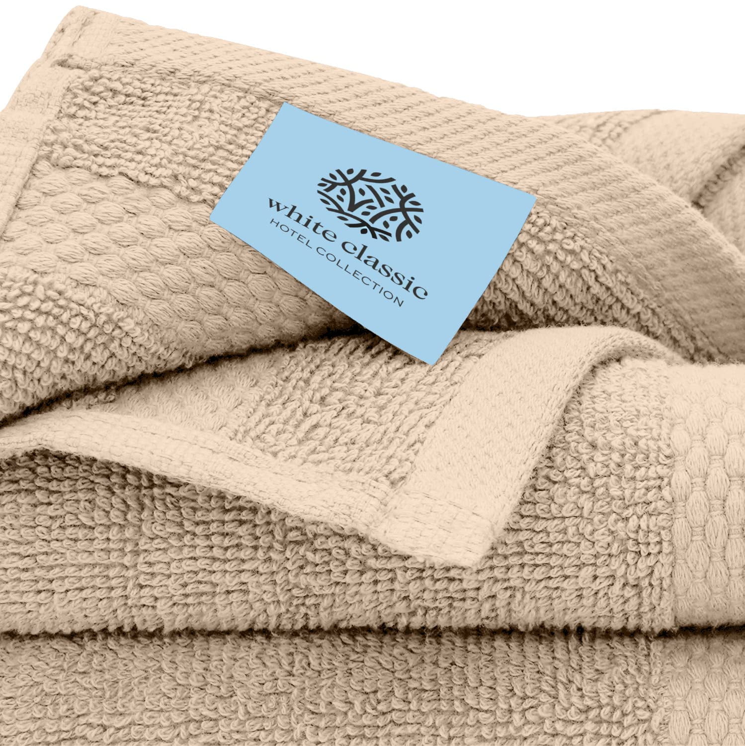 White Classic Hotel Collection Luxury 8-Piece 100% Turkish Cotton Towel Set, Taupe